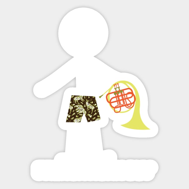 Funny Mens French Horn Guy Sticker by whyitsme